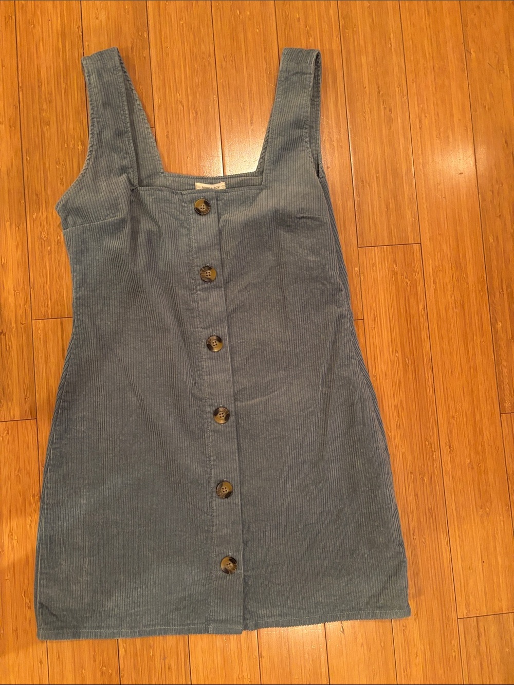 Whimsy + Row Blue Corduroy Button-Front Mini Dress
